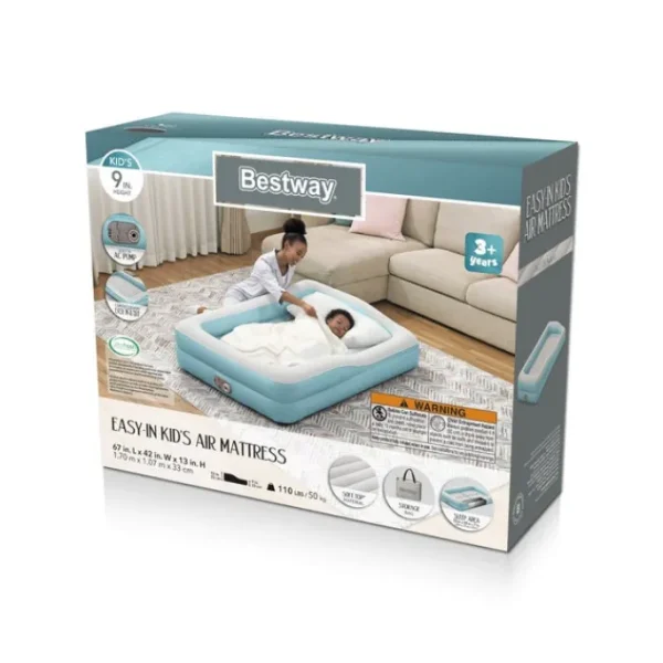Kids Bestway Kids Air Mattresses-Easy-In Kids Air Mattress with Built-in AC Pump