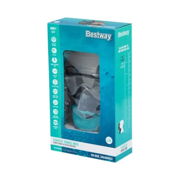 Bestway Swim Gear-Flowtech Full-Face Snorkel Mask L/XL, Teal
