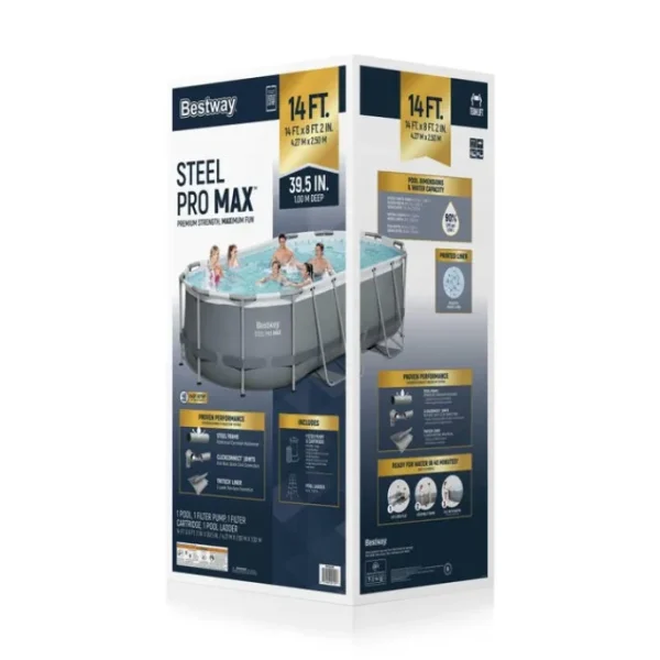 Bestway Steel Pro Max Pools-Steel Pro MAX Above Ground Pool Set 14' x 8'2" x 39.5"