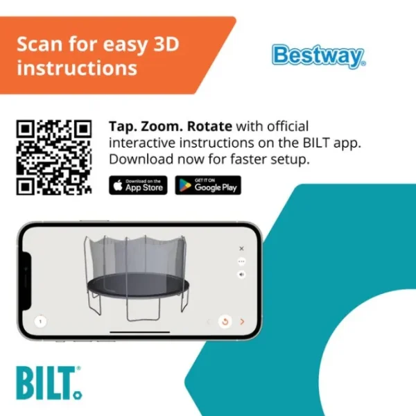 Bestway Trampolines-Xtreme Air 15 ft Outdoor Trampoline for Kids & Adults, No-Gap Enclosure, Foam-Padded Poles