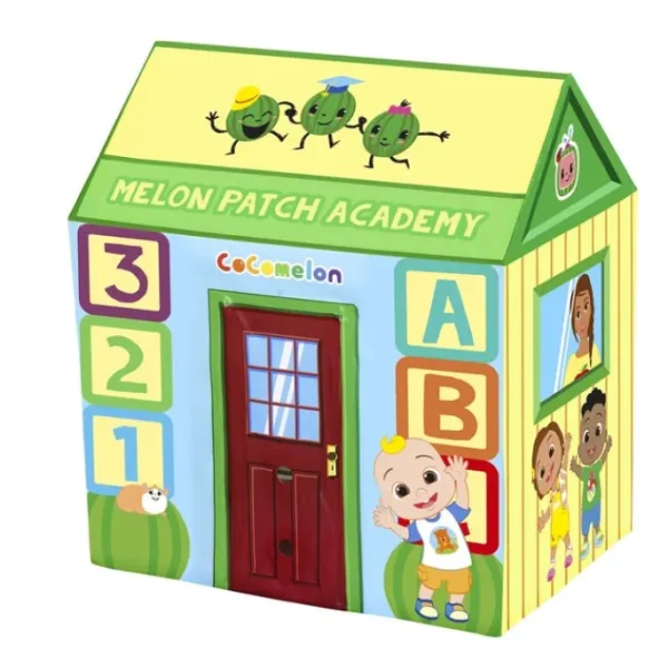 Bestway Playhouses-CoComelon Melon Patch Academy Easy-Snap Kids Play House
