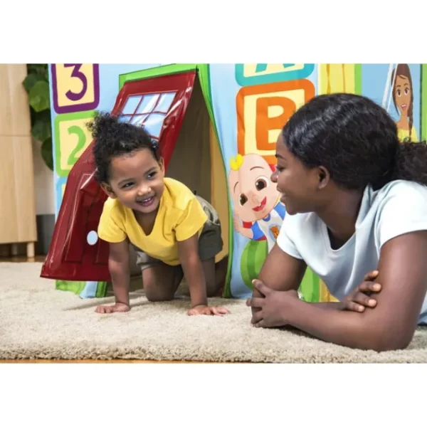 Bestway Playhouses-CoComelon Melon Patch Academy Easy-Snap Kids Play House