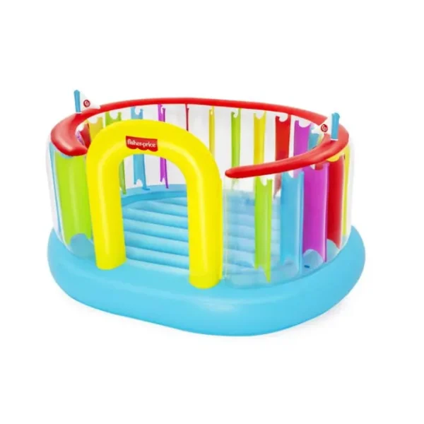 Bestway Bounce Houses-Fisher-Price Bouncetopia Multi-Color Child PVC Bouncer with Built-in Pump