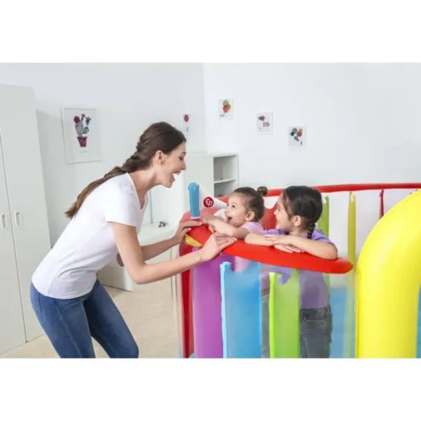 Bestway Bounce Houses-Fisher-Price Bouncetopia Multi-Color Child PVC Bouncer with Built-in Pump