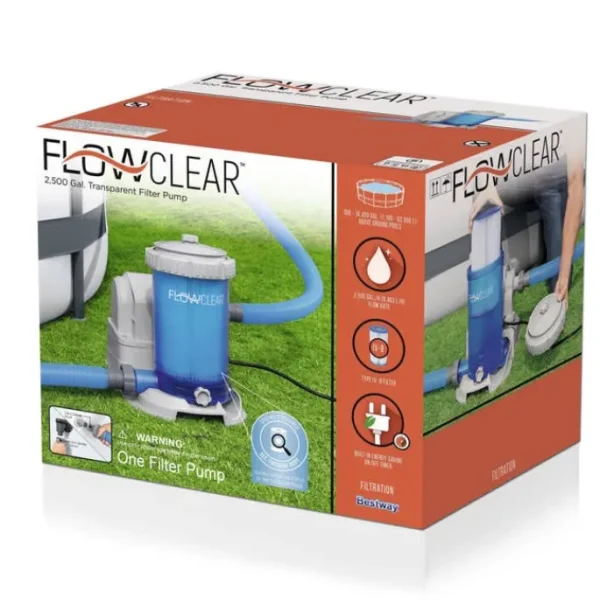 Bestway Filter Pumps-Flowclear 2,500 gal. Transparent Filter Pump