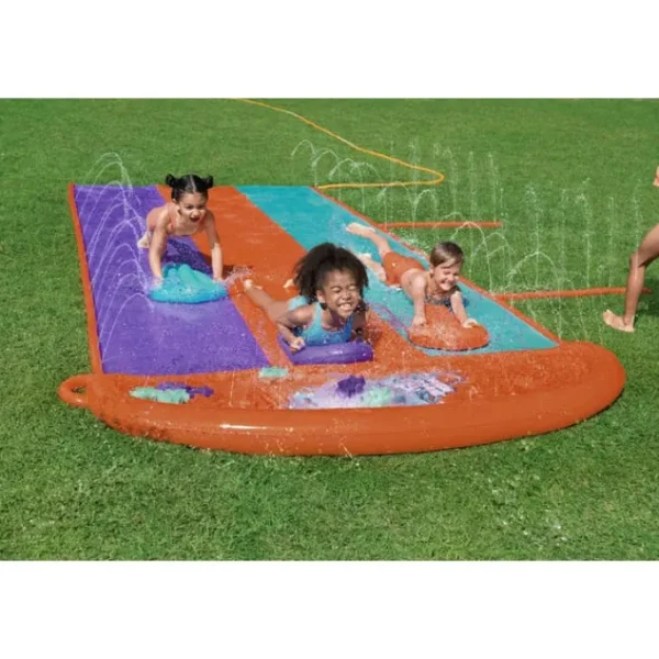 Bestway Water Slides-H2OGO! 16' Triple Water Slide with Sponge Soakers Toys and Three Riders