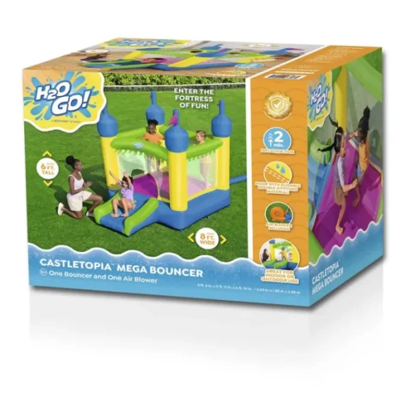 Bestway Bounce Houses | Bounce Houses-H2OGO!® Castletopia Kids Outdoor Inflatable Mega Bouncer 6'10", 3 Years and up