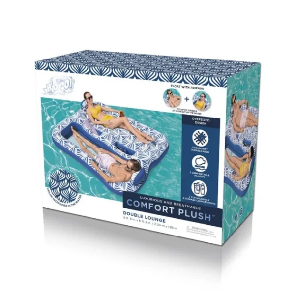 Bestway Pool Floats | Pool Lounges-H2OGO! Comfort Plush 2-Person Double Pool Lounge Float