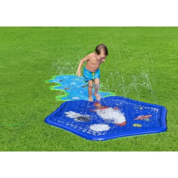 Bestway Sprinklers | Water Slides-H2OGO! Cosmic Adventure Kids Sprinkler Splash Pad and Inflatable Water Slide