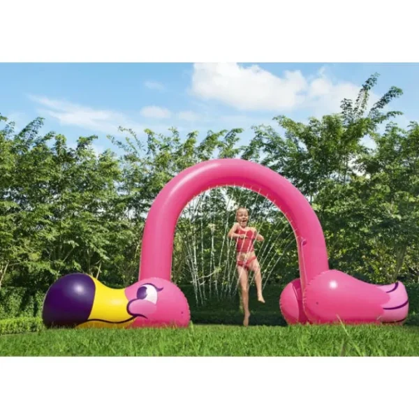 Bestway Sprinklers-H2OGO! Jumbo Pink Flamingo Inflatable Child Stationary Sprinkler Arch