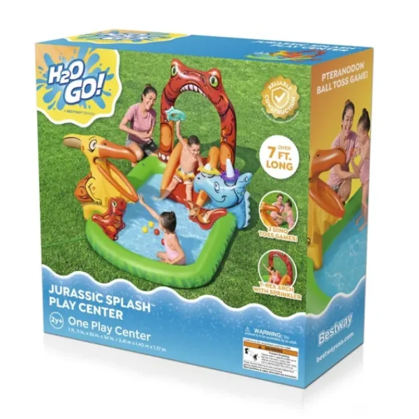 Bestway Play Centers-H2OGO! Jurassic Splash Kids Inflatable Water Play Center and Pool 7'11" x 55" x 54"