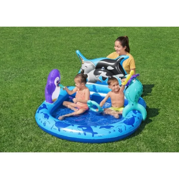 Bestway Play Centers-H2OGO! Polar Pals Kids Inflatable Water Play Center and Pool 53" x 51.5" x 28.5"