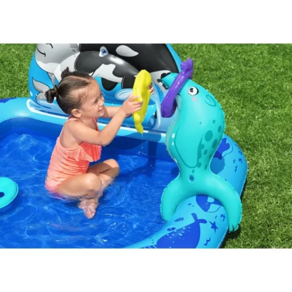 Bestway Play Centers-H2OGO! Polar Pals Kids Inflatable Water Play Center and Pool 53" x 51.5" x 28.5"