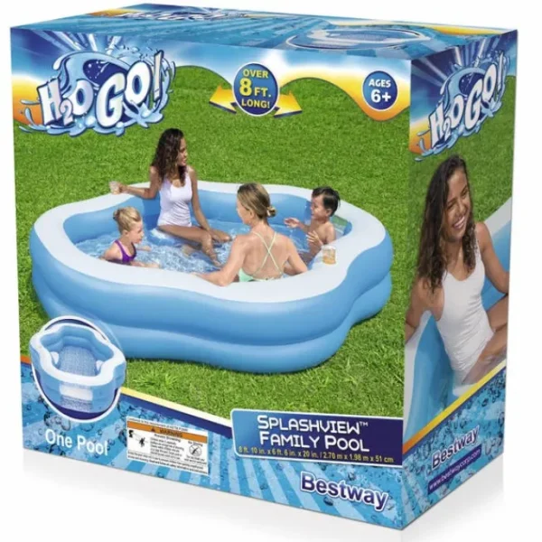 Bestway Kiddie Pools | Family Pools-H2OGO! Splashview 8' Inflatable Family Pool With See-Through Window