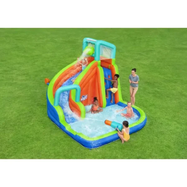 hogo_turbo_splash_water_z_2.webp Bestway Mega Water Parks-H2OGO! Turbo Splash Water Zone Child Inflatable Water Park, 12' 10" Long