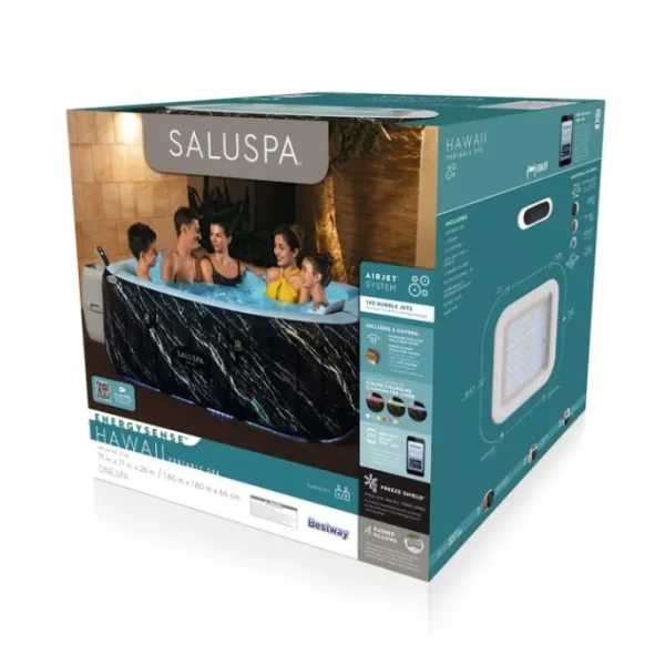 Bestway Energysense | Airjet-SaluSpa Hawaii EnergySense Smart Luxe AirJet Inflatable Hot Tub with LED Lights and App-Control 4-6 person