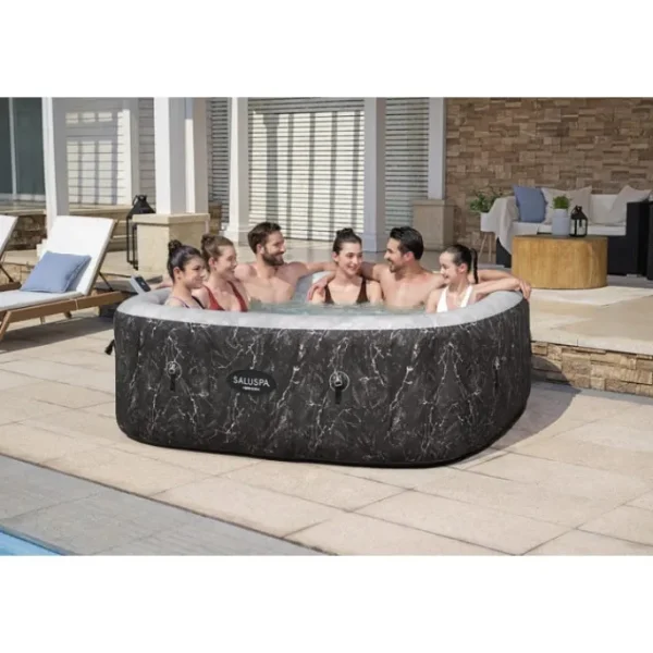 Bestway Energysense | Airjet-SaluSpa Hermosa Energy-Efficient Smart AirJet Inflatable Hot Tub with App Control 5-7 person, Black Marble
